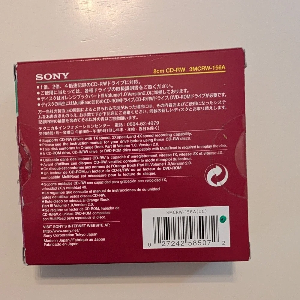 Sony CD-RW Mini Discs 4-Pack for Mavica 156MB 3MCRW-156A Multi Speed Rewritable